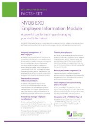 EXO Employee Information Fact Sheet - MYOB