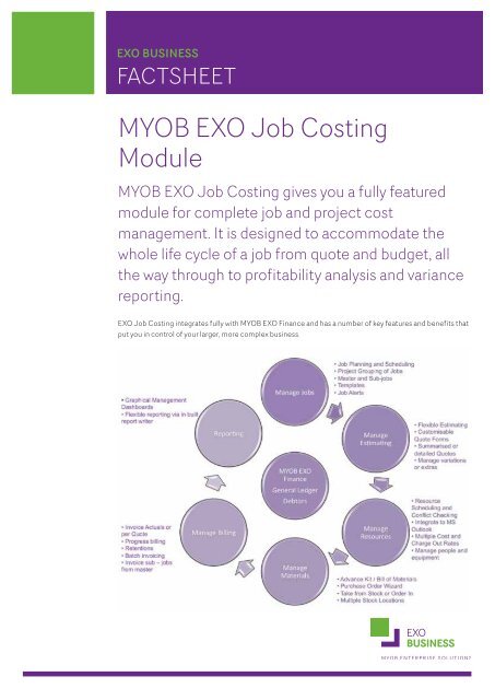 MYOB eXO Job costing Module - Kilimanjaro Consulting