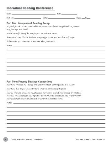 Individual Reading Conference - Benchmark Resources