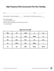 High-Frequency Word Assessment Part One: Reading - Benchmark ...