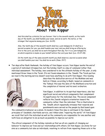 About Yom Kippur - Kehillat Israel