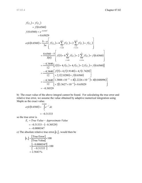 Chapter 07.03 Simpson's 1/3 Rule for Integration-More Examples ...