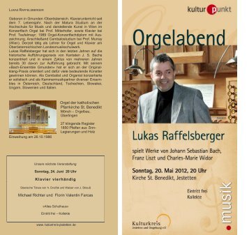 Orgel der katholischen Pfarrkirche St. Benedikt Klavier vierhÃ¤ndig ...