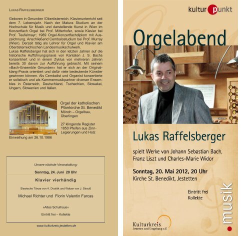 Orgel der katholischen Pfarrkirche St. Benedikt Klavier vierhÃ¤ndig ...