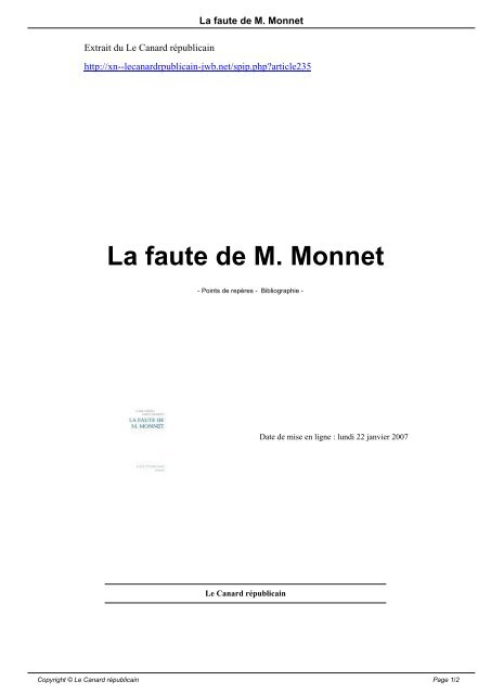 La faute de M. Monnet - Le Canard rÃ©publicain