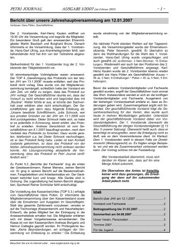 Petri Journal Ausgabe 1/2007 - Anglerverein e.V. MÃ¶nchengladbach ...