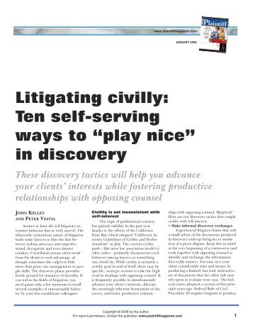 Plaintiff magazine: Litigating civilly: Ten self-serving ways to "play ...