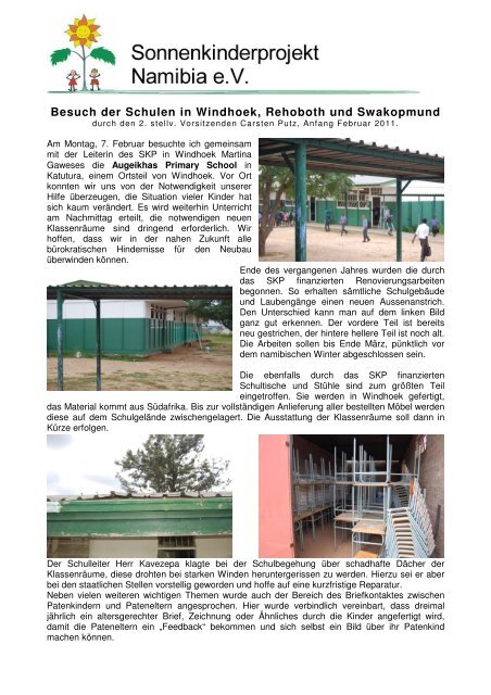 Besuch der Schulen in Windhoek, Rehoboth und Swakopmund