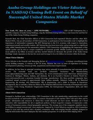 Asaba Group Holdings on Victor Edozien In NASDAQ Closing Bell Event on Behalf of Successful United States Middle Market Companies