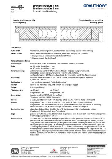 3.1 Strahlenschutztüre 1 mm Strahlenschutztüre 2 mm - Grauthoff