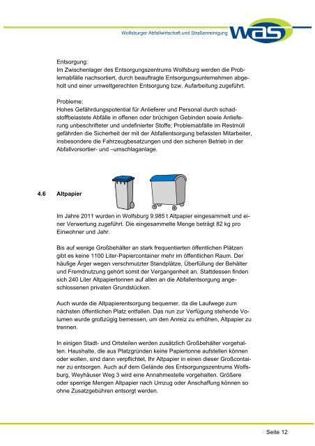 ABFALLWIRTSCHAFT IN WOLFSBURG Information für Schulen