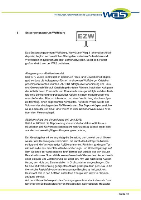 ABFALLWIRTSCHAFT IN WOLFSBURG Information für Schulen