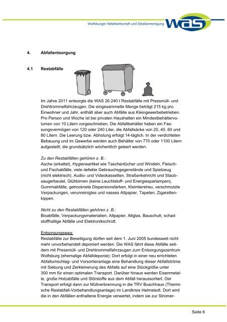 ABFALLWIRTSCHAFT IN WOLFSBURG Information für Schulen