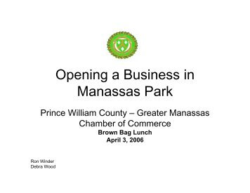 Opening a Business in Manassas Park - City of Manassas Park