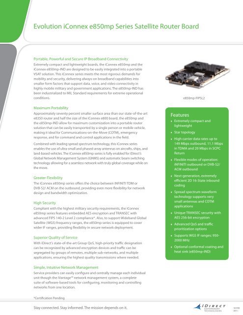Evolution iConnex e850mp Series Satellite Router Board - iDirect ...
