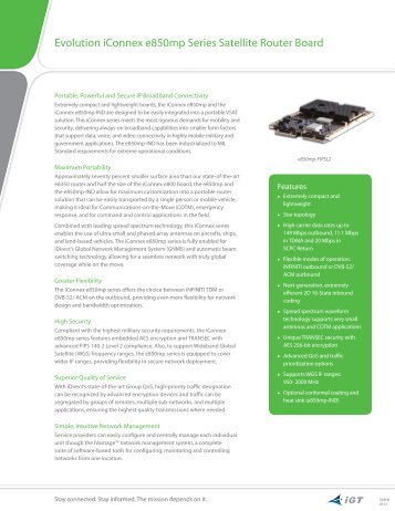 iConnex e850mp Spec Sheet - iDirect Government Technologies