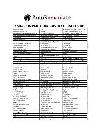 Companii participante la AutoRomania 2008 - acarom