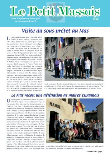Le Petit Massois Octobre 2010 - Commune-lemas.fr