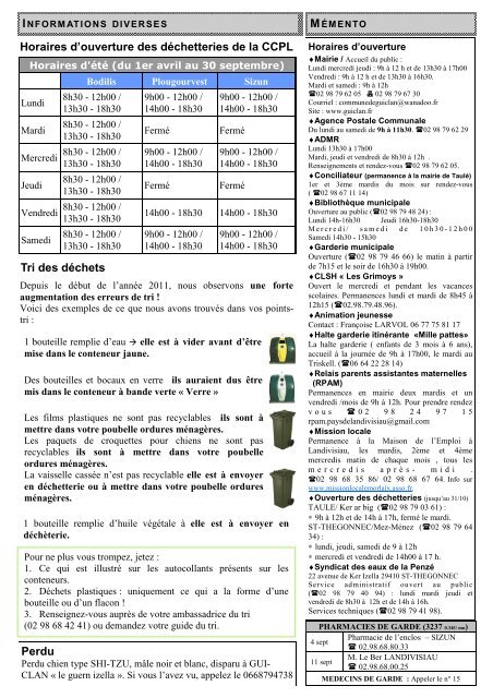 Bulletin municipal nÂ°479 - Commune de Guiclan