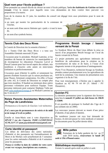 Bulletin municipal nÂ°476 - Commune de Guiclan