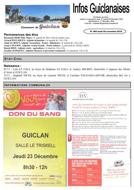 Bulletin municipal nÂ°460 - Commune de Guiclan