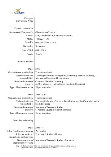 Europass CV - acrom.ase.ro