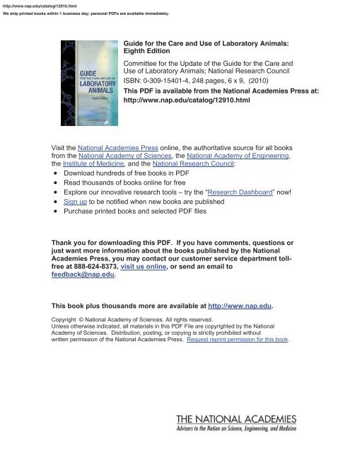Guide for the Care and Use of Laboratory Animals Guide for the Care and Use of Laboratory Animals