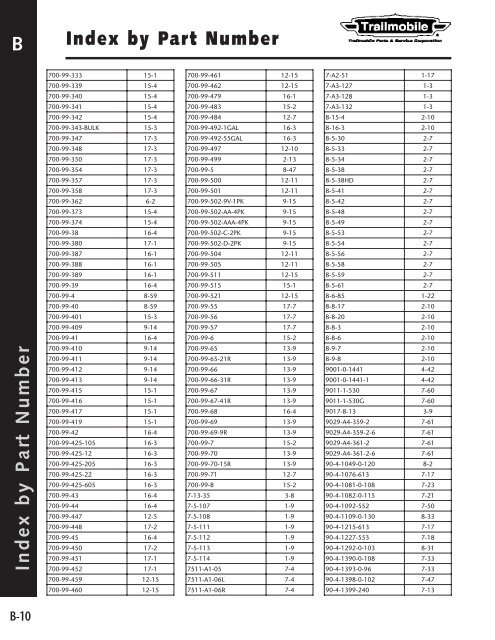 Trailmobile Parts & Service Parts Catalog