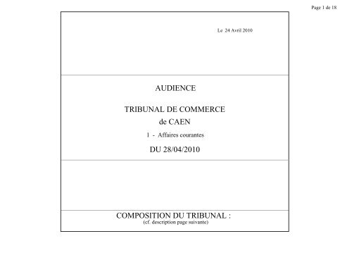 sa - Greffe du Tribunal de Commerce de Caen
