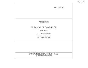 de CAEN AUDIENCE DU 23/02/2011 COMPOSITION DU TRIBUNAL