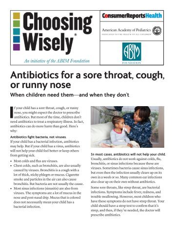 Antibiotics for a sore throat, cough, or runny nose - Consumer Health ...