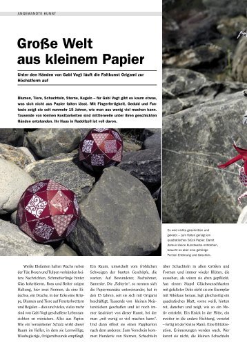 GroÃe Welt aus kleinem Papier - Origami Deutschland