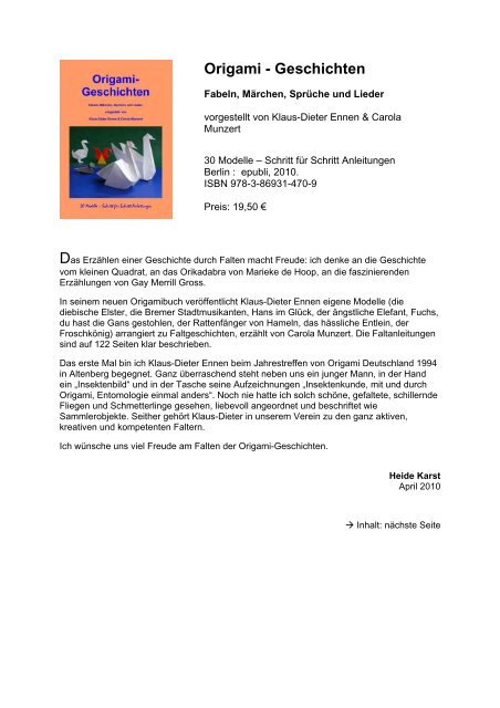 Origami Geschichten Origami Deutschland