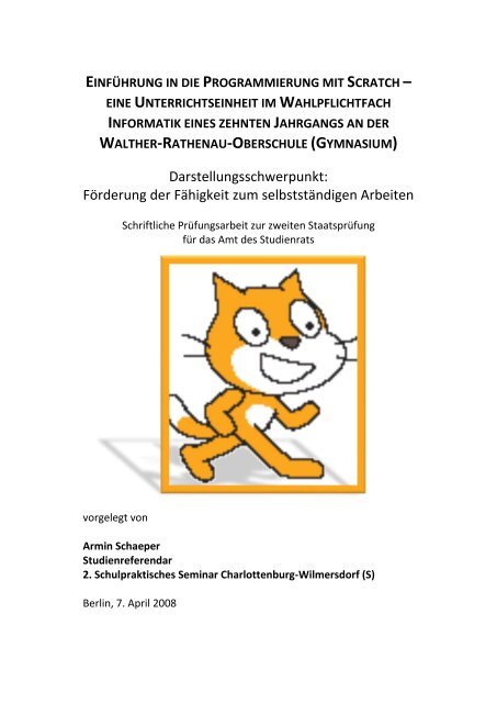 EinfÃ¼hrung in die Programmierung mit Scratch - Didaktik der Informatik