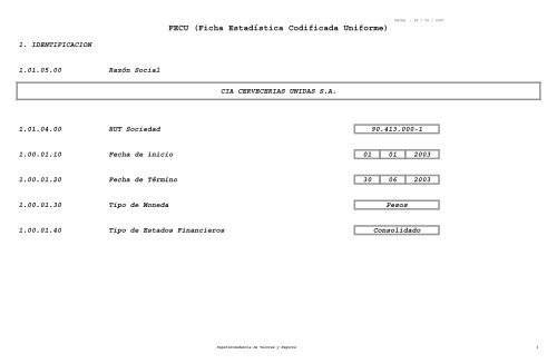 FECU (Ficha EstadÃ­stica Codificada Uniforme) - CCU Investor