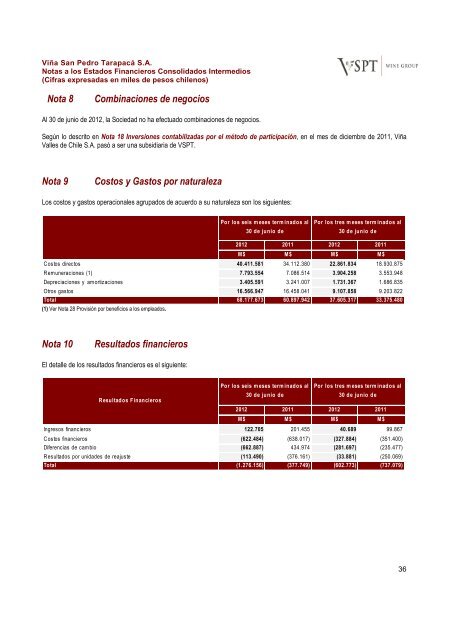 Financial Statements ViÃ±a San Pedro TarapacÃ¡ June ... - CCU Investor