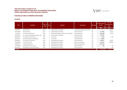 Financial Statements ViÃ±a San Pedro TarapacÃ¡ June ... - CCU Investor