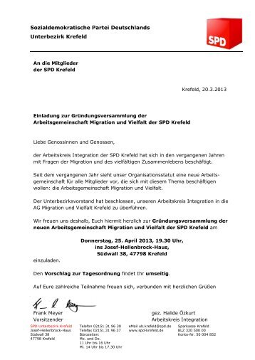 Einladung zur GrÃ¼ndungsversammlung der AG "Migration und Vielfalt"