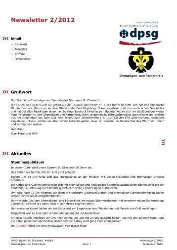 Newsletter 2/2012 - DPSG Stamm St Elisabeth, Krefeld