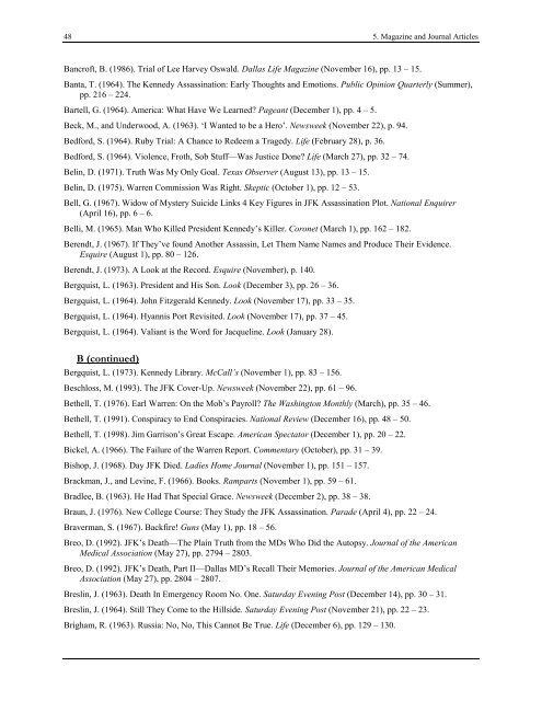 Finding Aid for the John F. Kennedy Assassination Holdings MA ...