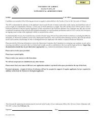 Supplemental Admissions Form - Faculty of Law - University of Alberta