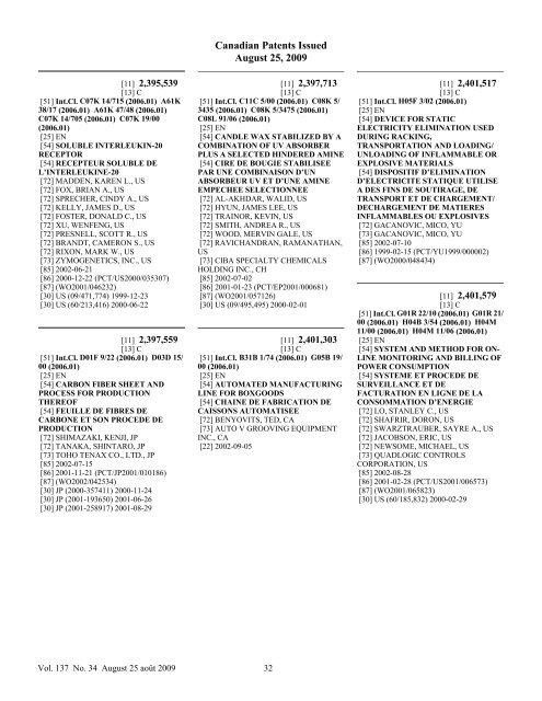 The Patent Office Record | La  Gazette du bureau ... - Industrie Canada