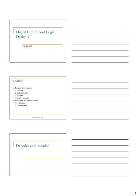 Digital Circuit And Logic Design I Decoder and encoder