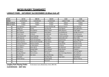 Squad lists to face Langley Boys - WCGS Sport