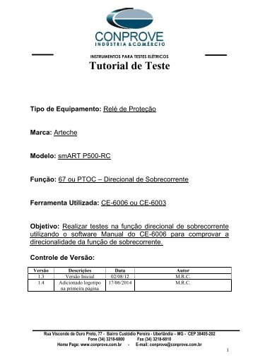 Tutorial Teste Rele Arteche smART P500-RC