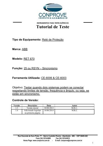 Teste Rele ABB RET670 Sincronismo CE600X