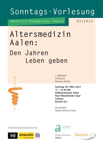 Altersmedizin Aalen: Den Jahren Leben geben - Ostalb-Klinikum