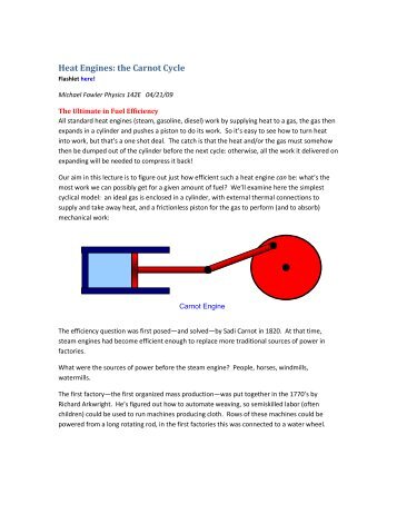 Heat Engines: the Carnot Cycle - Galileo and Einstein