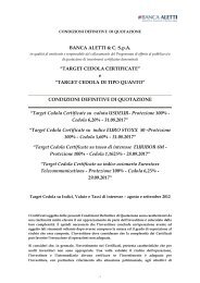 BANCA ALETTI & C. S.p.A. âTARGET CEDOLA CERTIFICATEâ e ...