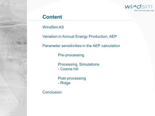 On the Sensitivity of Numerical Wind Field Modeling - WindSim